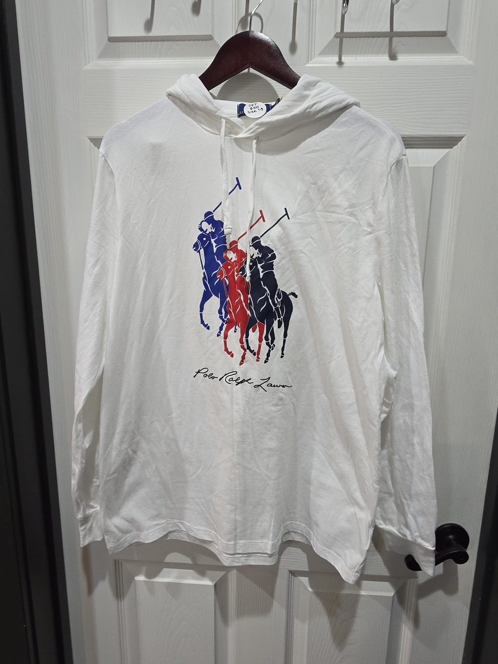 Polo by Ralph Lauren White Long-Sleeve Hooded Polo Player Tee